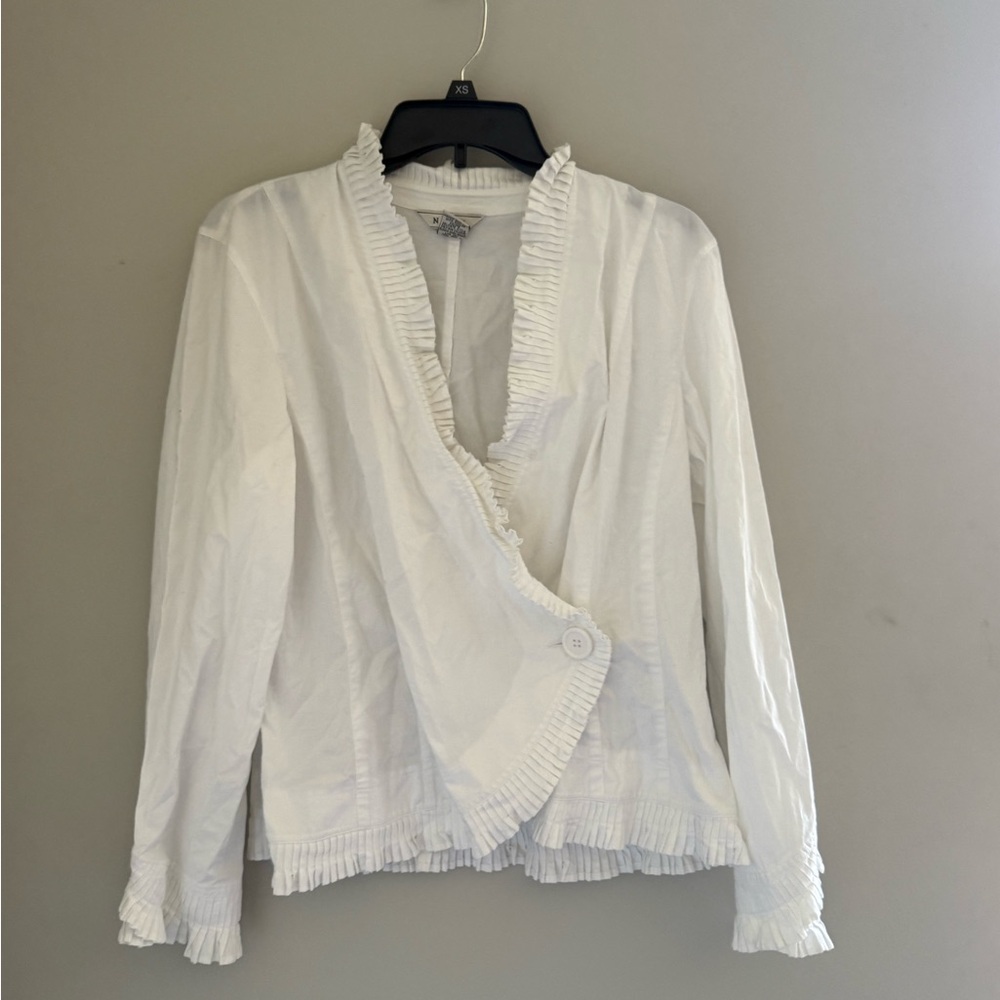Nexx White Ruffled Wrap-Style Blouse